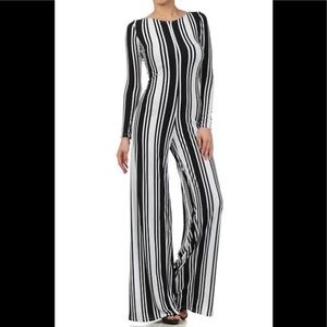 Black & White Striped Jumpsuit
